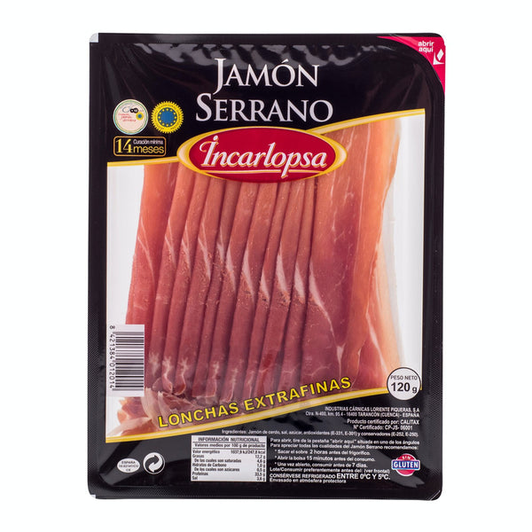 Jamón serrano Incarlopsa lonchas extrafinas