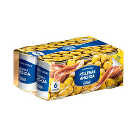 Aceitunas manzanilla rellenas de anchoa Hacendado 6 botes x50g