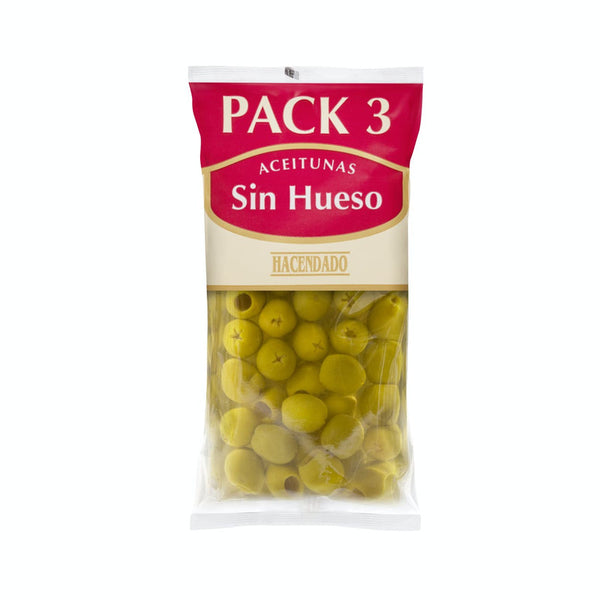 Aceitunas manzanilla Hacendado sin hueso 3 paquetes x 75g