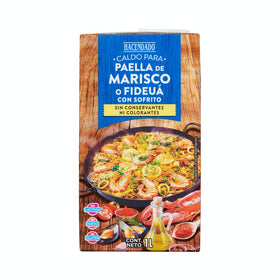 Caldo para paella de marisco o fideuá Hacendado con sofrito