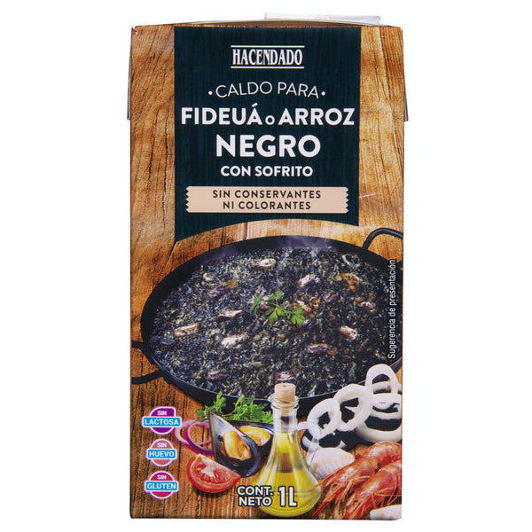 Caldo para fideuá o arroz negro Hacendado con sofrito