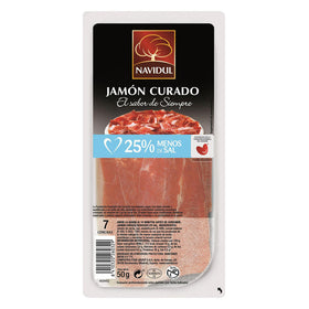 Jamón curado 25% menos de sal Navidul sin gluten 50g