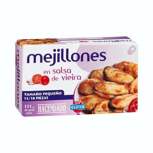 Mejillones en salsa de vieira Hacendado pequeños 13-18 piezas