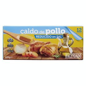 Caldo de pollo reducido en sal Hacendado en pastillas 12 ud,