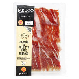 Jamón de bellota ibérico 100% raza ibérica DOP Jabugo loncheado De Nuestra Tierra 80g