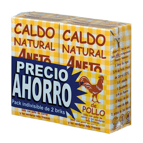 Caldo natural de pollo Aneto sin gluten pack de 2 briks de 1 l