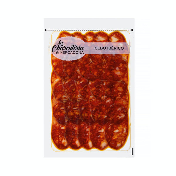 Chorizo de cebo ibérico cortado a máquina envasado al vacío