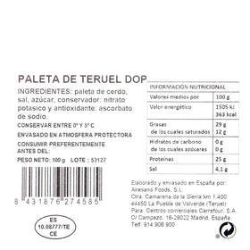 Paleta curada D,O,P Teruel De Nuestra Tierra 100g