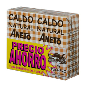 Caldo natural de puchero Aneto sin gluten y sin lactosa pack de 2 briks de 1 l