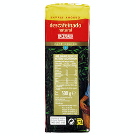 Café molido descafeinado natural Hacendado 500g