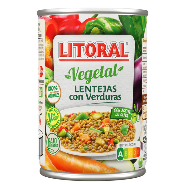 Lentejas con verduras Litoral 430 g,