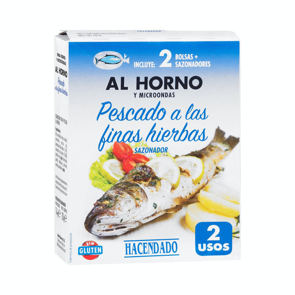 Sazonador al horno y microondas pescado a las finas hierbas Hacendado con bolsa