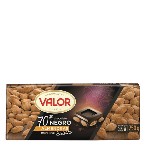 Chocolate negro 70% con almendras enteras Valor sin gluten