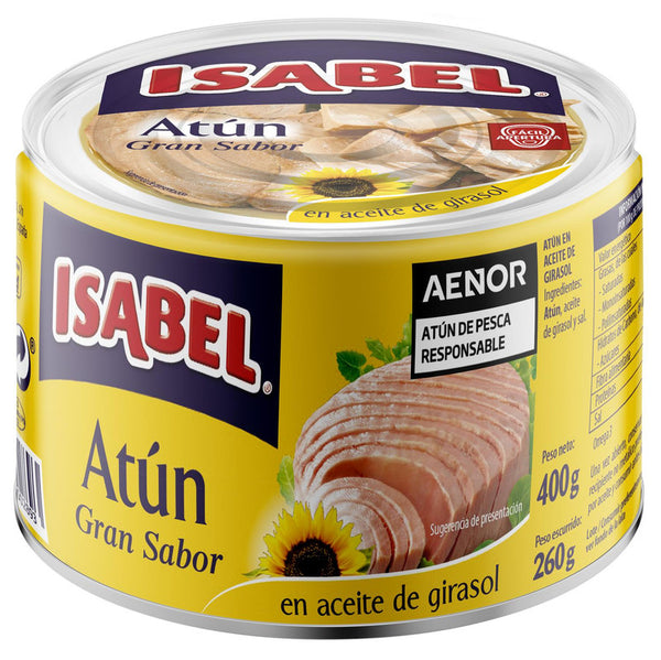 Atún gran sabor en aceite de girasol Isabel lata de 400g