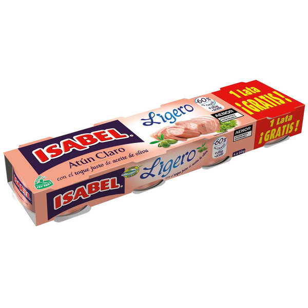 Atún claro ligero con toque de aceite de oliva Isabel pack de 3 latas de 80g