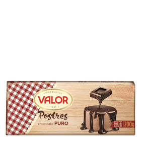 Chocolate puro para postres Valor sin gluten